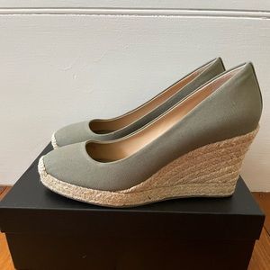 New in Box J.Crew Seville Wedge Espadrilles in Green Vintage Surplus 9 1/2